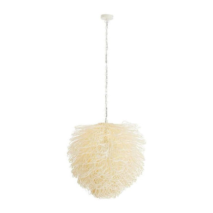 Bleached Rattan Loop Single-Light Chandelier
