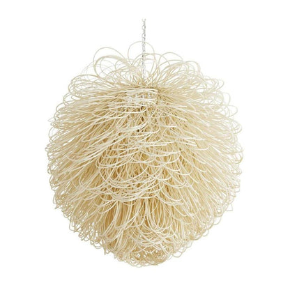 Bleached Rattan Loop Single-Light Chandelier