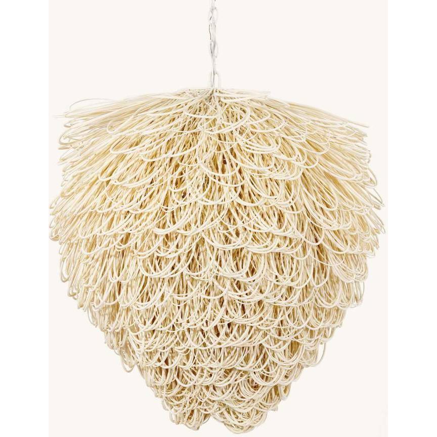 Bleached Rattan Loop Single-Light Chandelier