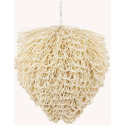 Bleached Rattan Loop Single-Light Chandelier