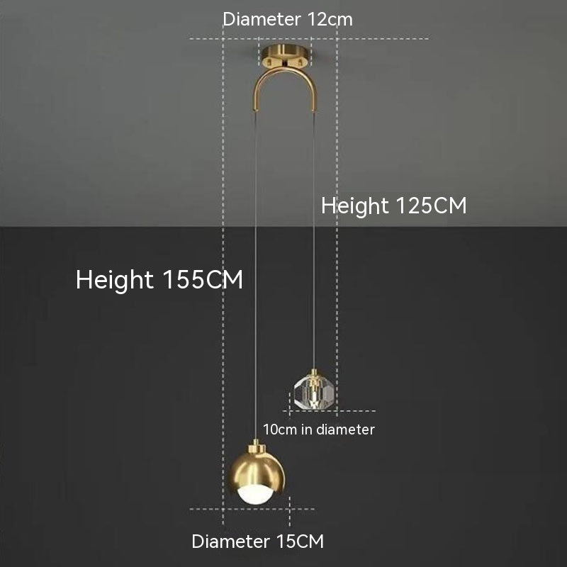 Crystal Single or Double-Head Pendant Light / Three Color Light / Golden Single Head