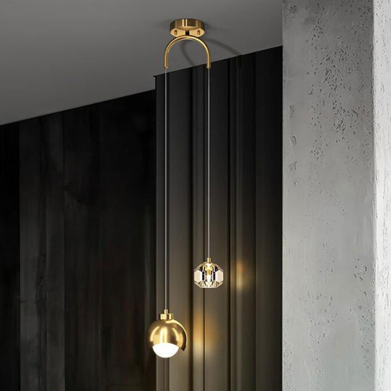 Crystal Single or Double-Head Pendant Light / Without Light Source / Golden Double Head