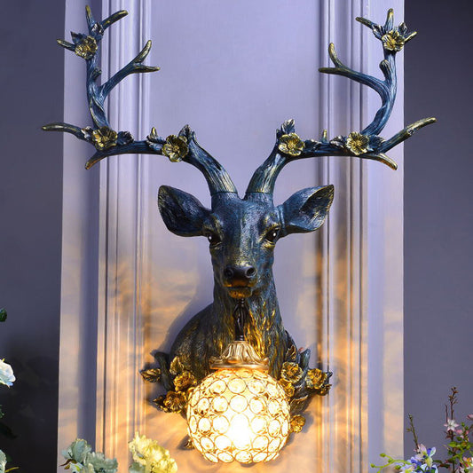 Decorative Antler Resin Glass Wall Light / White Light / BD2386 Blue