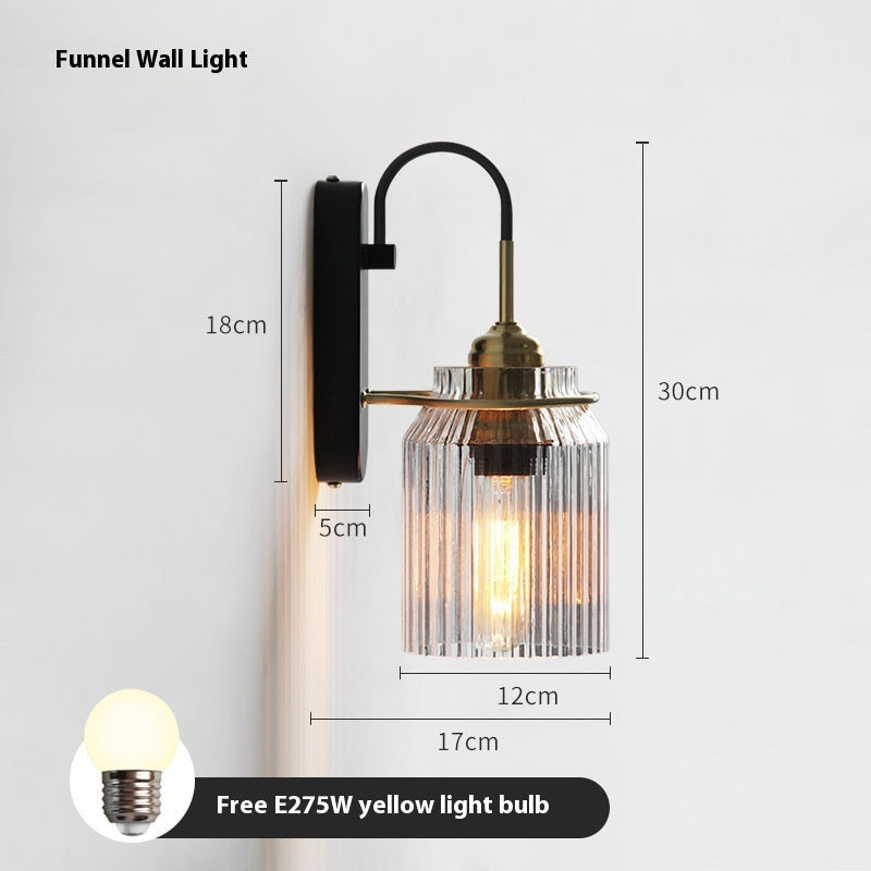 Gold Single-Head Crystal Glass Wall Light