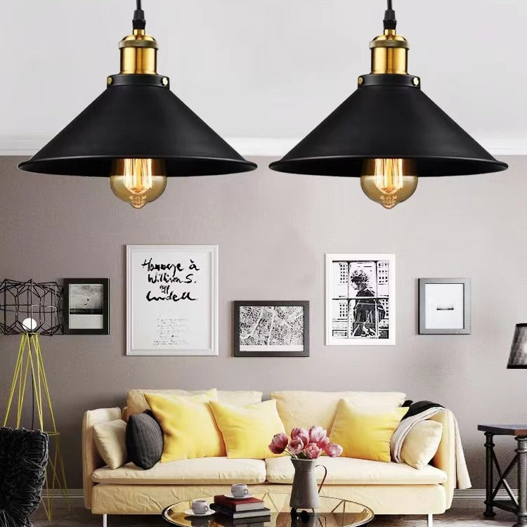 Retro Iron Ceiling-Mount Pendant Light / Flat style 26cm
