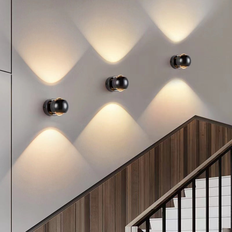 Rotatable 7W Aluminum Glass Wall Light / Warm Light / Shiny Black