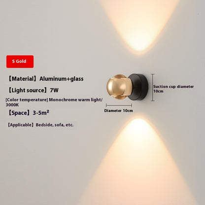 Rotatable 7W Aluminum Glass Wall Light / Neutral Light / Shiny Black