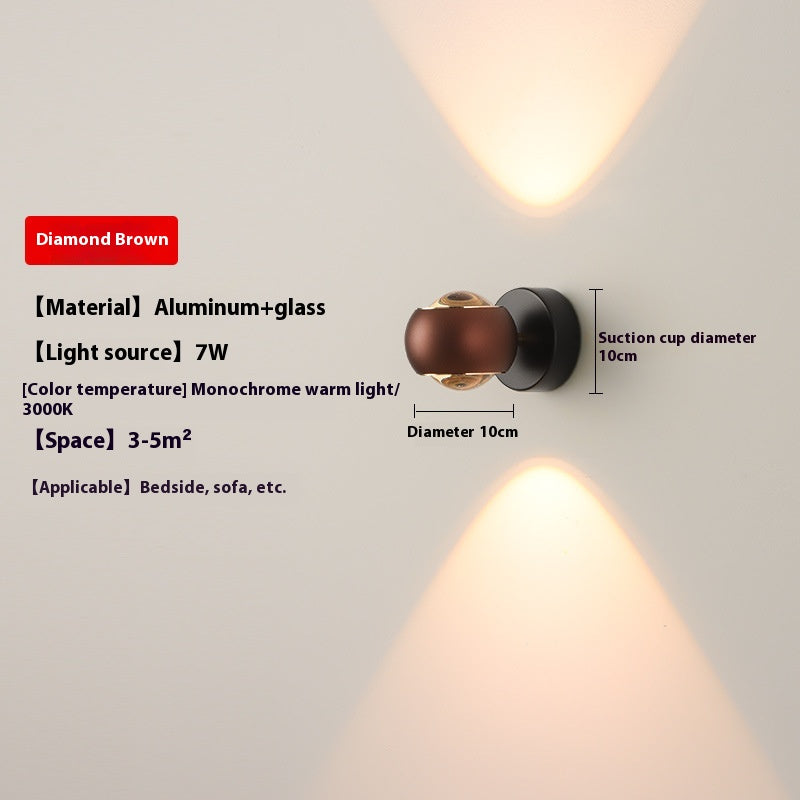 Rotatable 7W Aluminum Glass Wall Light / Neutral Light / Gray